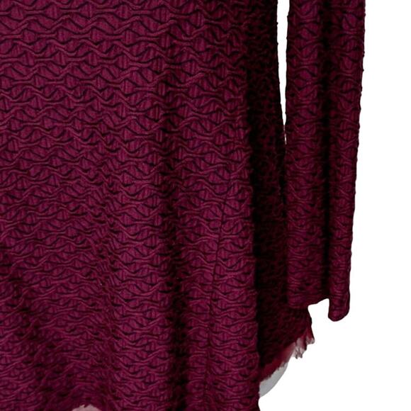 ANTHROPOLOGIE Postmark Blouse Burgundy Textured Chiffon Trim Zipper Back Office - Picture 3 of 9